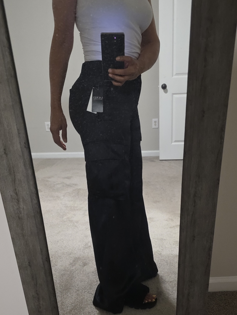 Lauren Ralph Lauren Black Wide-Leg Cargo Trousers